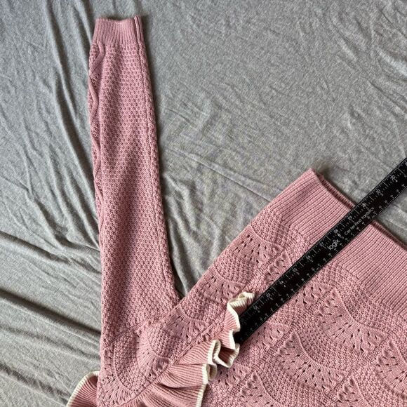 Sz XS Marc New York Andrew Marc Pink and White Ruffle Knit Sweater - Picture 8 of 9